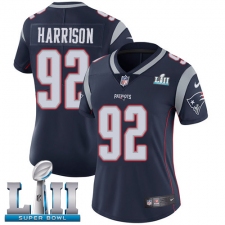 Women's Nike New England Patriots #92 James Harrison Navy Blue Team Color Vapor Untouchable Limited Player Super Bowl LII NFL Jersey