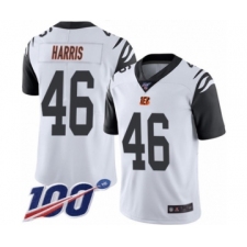Men's Cincinnati Bengals #46 Clark Harris Limited White Rush Vapor Untouchable 100th Season Football Jersey