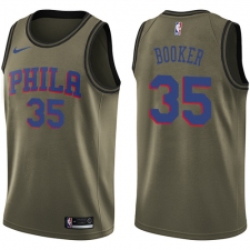 Men's Nike Philadelphia 76ers #35 Trevor Booker Swingman Green Salute to Service NBA Jersey