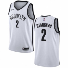 Men's Nike Brooklyn Nets #2 Nik Stauskas Authentic White NBA Jersey - Association Edition