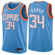 Men's Nike Los Angeles Clippers #34 Tobias Harris Authentic Blue NBA Jersey - City Edition