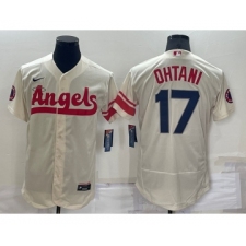 Men's Los Angeles Angels #17 Shohei Ohtani Cream 2022 City Connect Flex Base Stitched Jersey