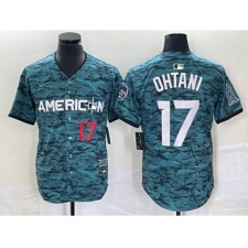 Men's Nike Los Angeles Angels #17 Shohei Ohtani Number Teal 2023 All Star Cool Base Stitched Jersey1
