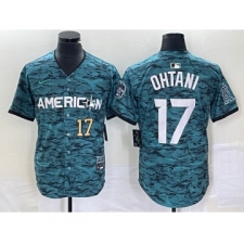 Men's Nike Los Angeles Angels #17 Shohei Ohtani Number Teal 2023 All Star Cool Base Stitched Jersey