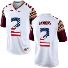 Florida State Seminoles #2 Deion Sanders White USA Flag College Football Limited Jersey