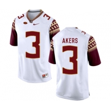 Florida State Seminoles 3 Cam Akers White College Football Jersey