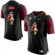 Florida State Seminoles #4 Dalvin Cook Black With Portrait Print College Football Jersey