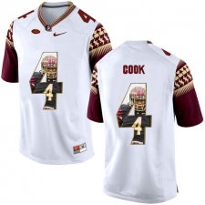 Florida State Seminoles #4 Dalvin Cook White With Portrait Print College Football Jersey