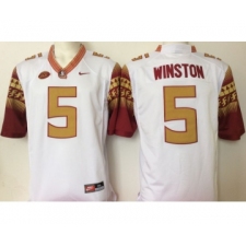 Florida State Seminoles (FSU) 5 Jameis Winston White College Football Jersey