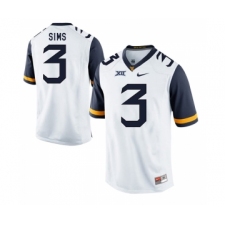 West Virginia Mountaineers 3 Charles Sims White College Football Jersey