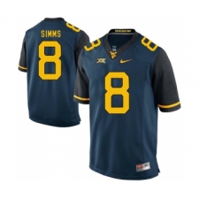 West Virginia Mountaineers 8 Marcus Simms Navy College Football Jersey