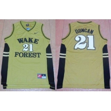Wake Forest Demon Deacons #21 Tim Duncan Gold Basketball Stitched NCAA Jersey