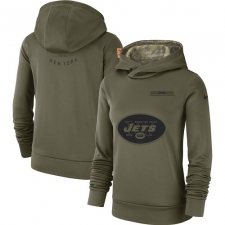 Women's New York Jets Nike Olive Salute to Service Sideline Therma Performance Pullover Hoodie