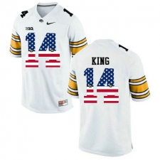 Iowa Hawkeyes #14 Desmond King White USA Flag College Football Limited Jersey