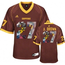 Central Michigan Chippewas #27 Antonio Brown Red With Portrait Print College Football Jersey5