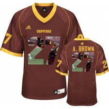 Central Michigan Chippewas #27 Antonio Brown Red With Portrait Print College Football Jersey