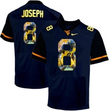 West Virginia Mountaineers #8 Karl Joseph Navy With Portrait Print College Football Jersey