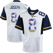 West Virginia Mountaineers #8 Karl Joseph White With Portrait Print College Football Jersey