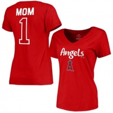 MLB Los Angeles Angels of Anaheim Women's 2017 Mother's Day #1 Mom V-Neck T-Shirt - Red