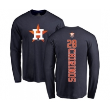 Baseball Houston Astros #28 Robinson Chirinos Navy Blue Backer Long Sleeve T-Shirt
