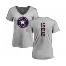Baseball Women's Houston Astros #16 Aledmys Diaz Ash Backer T-Shirt