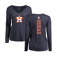 Baseball Women's Houston Astros #16 Aledmys Diaz Navy Blue Backer Long Sleeve T-Shirt