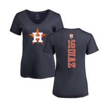 Baseball Women's Houston Astros #16 Aledmys Diaz Navy Blue Backer T-Shirt