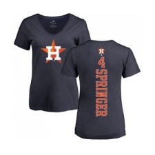 MLB Women's Nike Houston Astros #4 George Springer Navy Blue Backer T-Shirt