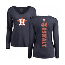 MLB Women's Nike Houston Astros #44 Roy Oswalt Navy Blue Backer Long Sleeve T-Shirt