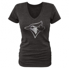 MLB Toronto Blue Jays Fanatics Apparel Women's Platinum Collection V-Neck Tri-Blend T-Shirt - Grey