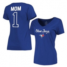 MLB Toronto Blue Jays Women's 2017 Mother's Day #1 Mom V-Neck T-Shirt - Royal