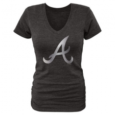 MLB Atlanta Braves Fanatics Apparel Women's Platinum Collection V-Neck Tri-Blend T-Shirt - Grey