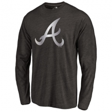 MLB Atlanta Braves Platinum Collection Long Sleeve Tri-Blend T-Shirt - Grey