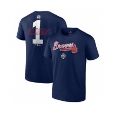 Men's Atlanta Braves #1 Ozzie Albies 2021 Navy World Series Bound Closer Name & Number Baseball T-Shirt