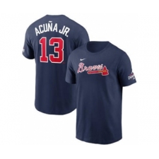 Men's Atlanta Braves #13 Ronald Acuna Jr. 2021 Navy World Series Champions Player Name & Number T-Shirt