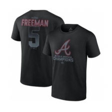 Men's Atlanta Braves #5 Freddie Freeman Black 2021 World Series Champions Name & Number T-Shirt