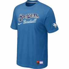 MLB Men's Milwaukee Brewers Nike Practice T-Shirt - Light Blue