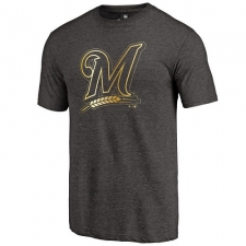 MLB Milwaukee Brewers Fanatics Apparel Gold Collection Tri-Blend T-Shirt - Grey