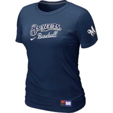 MLB Women's Milwaukee Brewers Nike Practice T-Shirt - Navy