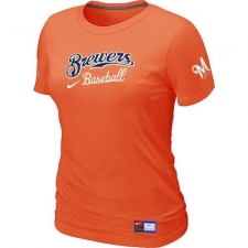 MLB Women's Milwaukee Brewers Nike Practice T-Shirt - Orange