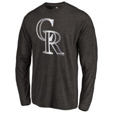 MLB Colorado Rockies Platinum Collection Long Sleeve Tri-Blend T-Shirt - Grey