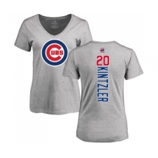 Baseball Women's Chicago Cubs #20 Brandon Kintzler Ash Backer T-Shirt