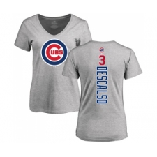 Baseball Women's Chicago Cubs #3 Daniel Descalso Ash Backer T-Shirt