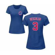 Baseball Women's Chicago Cubs #3 Daniel Descalso Royal Blue Name & Number T-Shirt