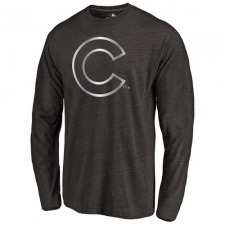 MLB Chicago Cubs Platinum Collection Long Sleeve Tri-Blend T-Shirt - Grey