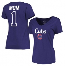 MLB Chicago Cubs Women's 2017 Mother's Day #1 Mom V-Neck T-Shirt - Royal