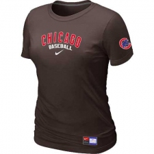 MLB Women's Chicago Cubs Nike Practice T-Shirt - Brown