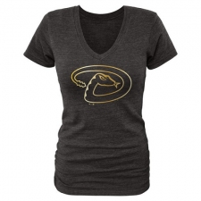 MLB Arizona Diamondbacks Fanatics Apparel Women's Gold Collection V-Neck Tri-Blend T-Shirt - Grey