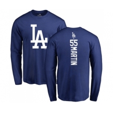 Baseball Los Angeles Dodgers #55 Russell Martin Royal Blue Backer Long Sleeve T-Shirt