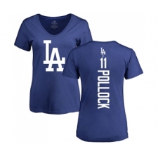 Baseball Women's Los Angeles Dodgers #11 A. J. Pollock Royal Blue Backer T-Shirt